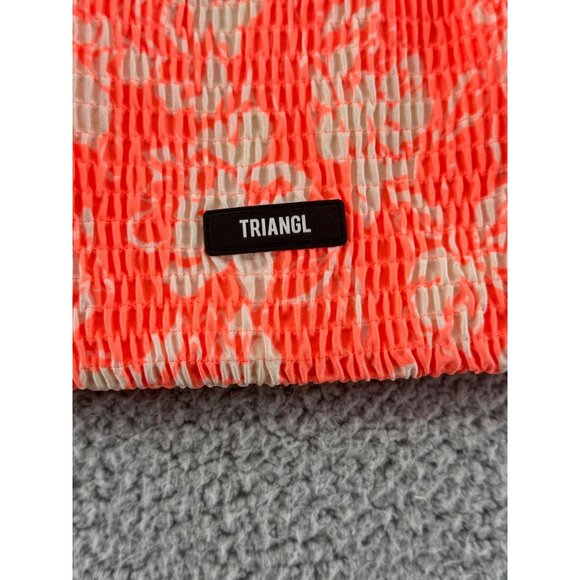 Triangl Textured Coral & White Floral Drawstring Pouch Bag - Picture 3 of 5